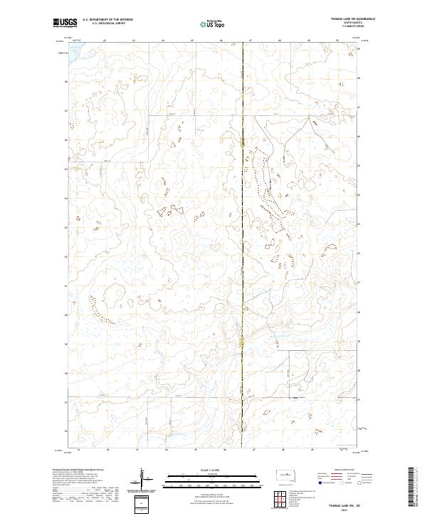 Thomas Lake SW, SD — USGS 7.5-minute topo (2021)