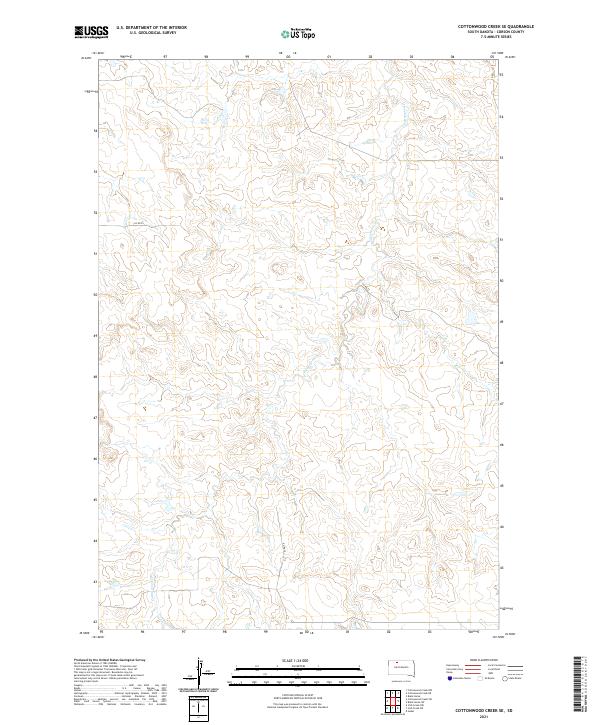 Cottonwood Creek SE, SD — USGS 7.5-minute topo (2021)