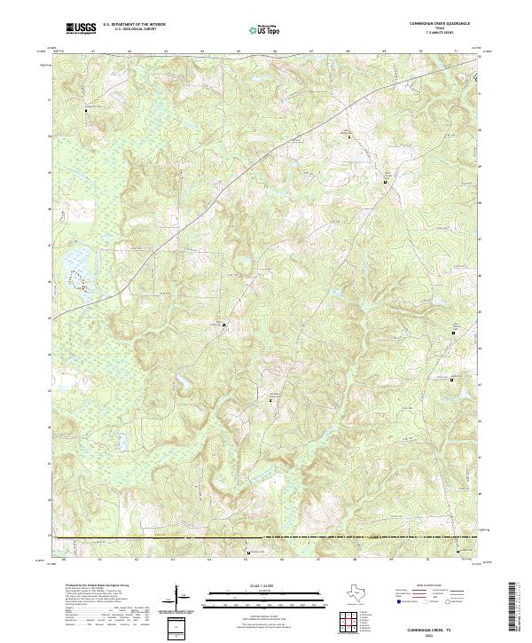 Cunningham Creek, TX — USGS 7.5-minute topo (2022)
