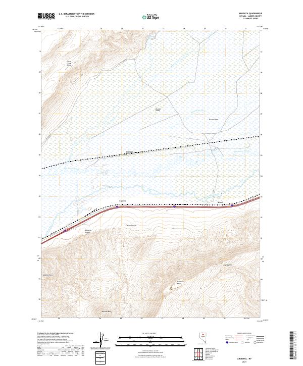 Argenta, NV — USGS 7.5-minute topo (2021)