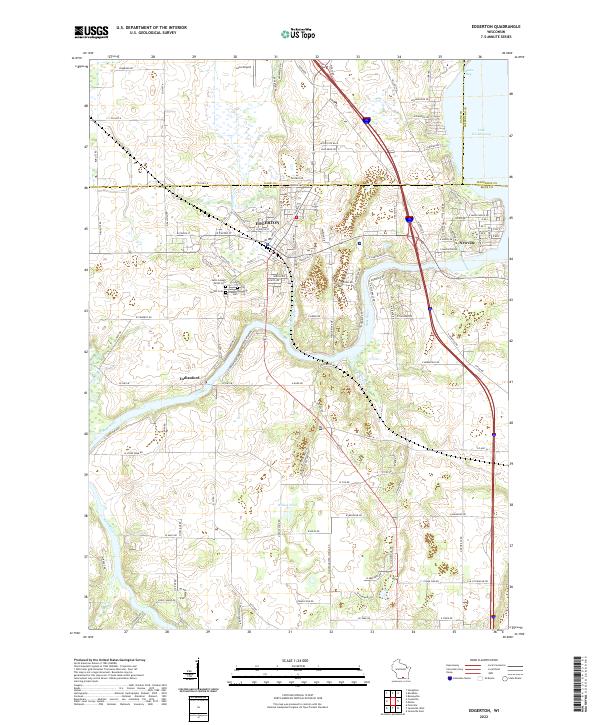Edgerton, WI — USGS 7.5-minute topo (2022)