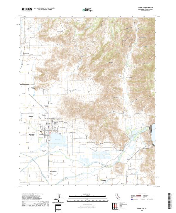 Woodlake, CA — USGS 7.5-minute topo (2021)