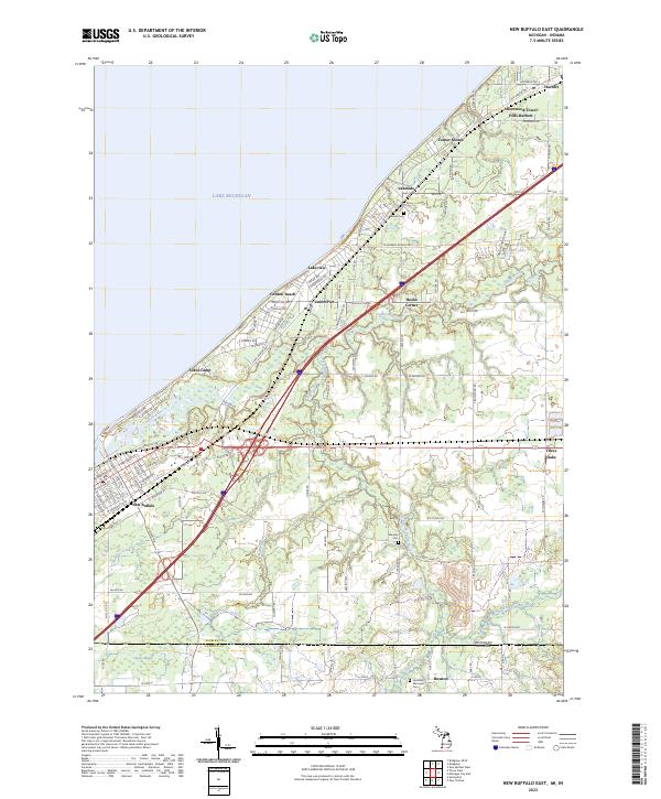 New Buffalo East, MI-IN — USGS 7.5-minute topo (2023)