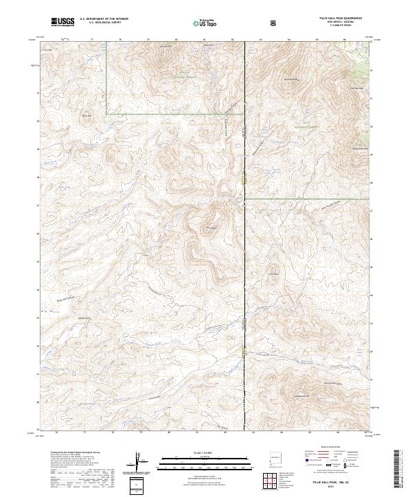 Tillie Hall Peak, NM-AZ — USGS 7.5-minute topo (2023)