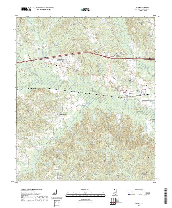 Hickory, MS — USGS 7.5-minute topo (2024)