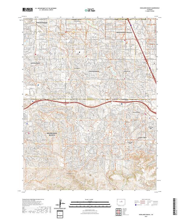 Highlands Ranch, CO — USGS 7.5-minute topo (2022)