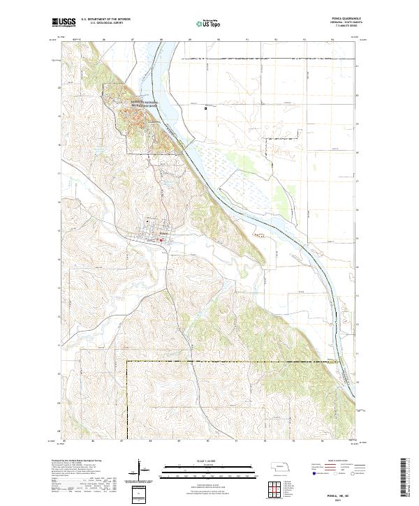 Ponca, NE-SD — USGS 7.5-minute topo (2021)