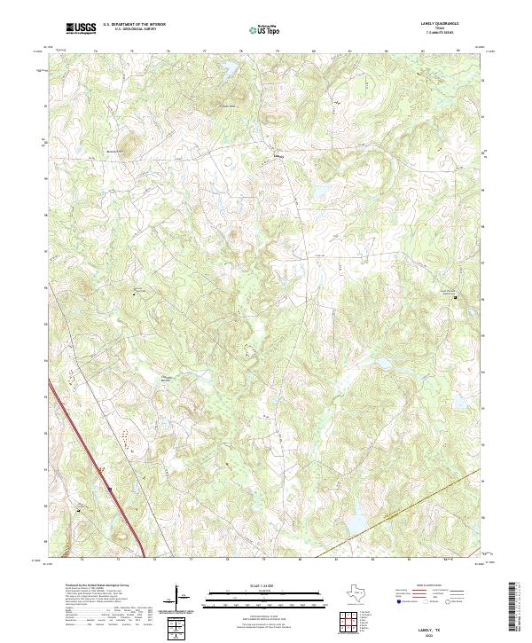 Lanely, TX — USGS 7.5-minute topo (2022)