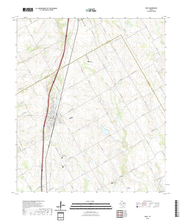 West, TX — USGS 7.5-minute topo (2022)