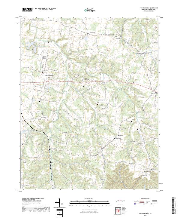 Fountain Head, TN — USGS 7.5-minute topo (2022)