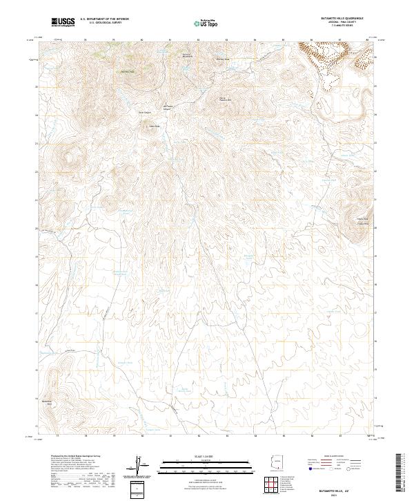 Batamote Hills, AZ — USGS 7.5-minute topo (2021)