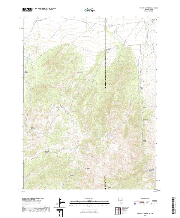 Weaver Canyon, NV-UT — USGS 7.5-minute topo (2021)