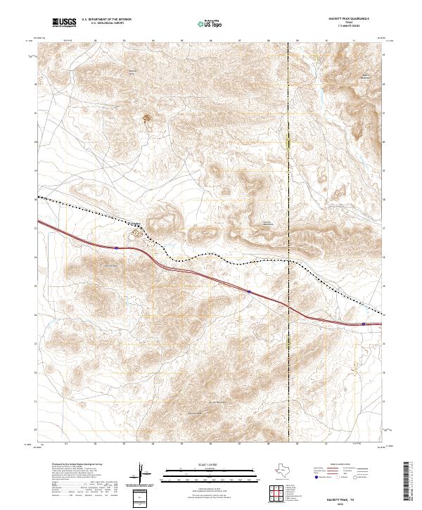 Hackett Peak, TX — USGS 7.5-minute topo (2022)