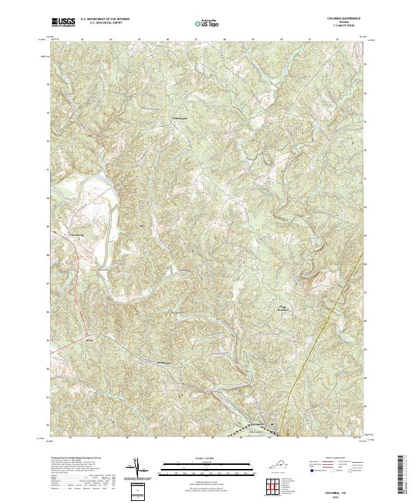 Columbia, VA — USGS 7.5-minute topo (2022)