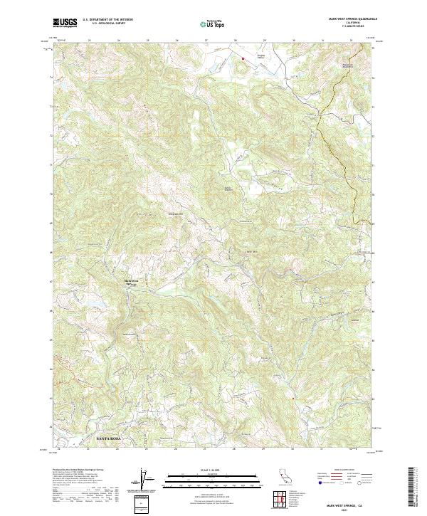 Mark West Springs, CA — USGS 7.5-minute topo (2021)