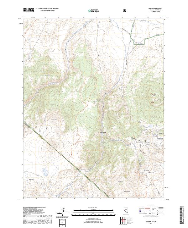 Aurora, NV-CA — USGS 7.5-minute topo (2023)