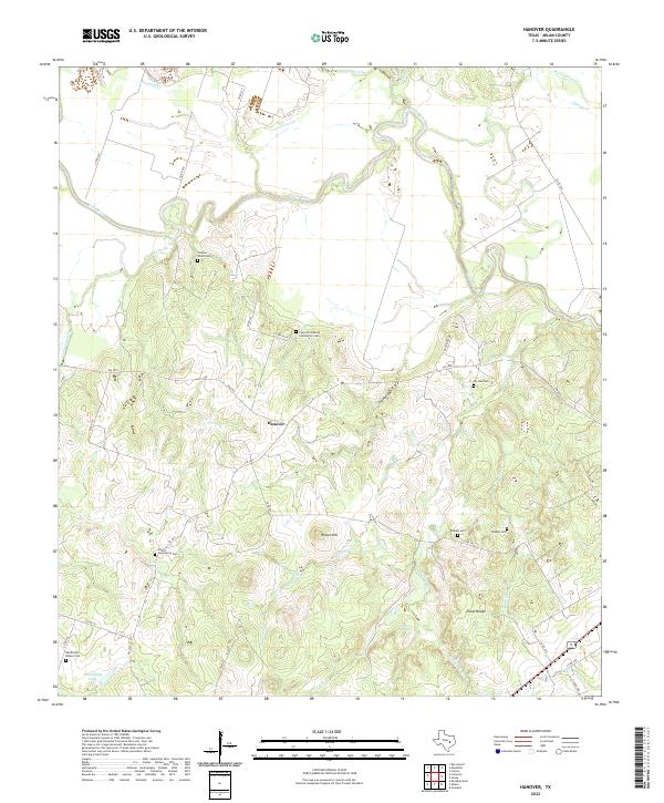 Hanover, TX — USGS 7.5-minute topo (2022)