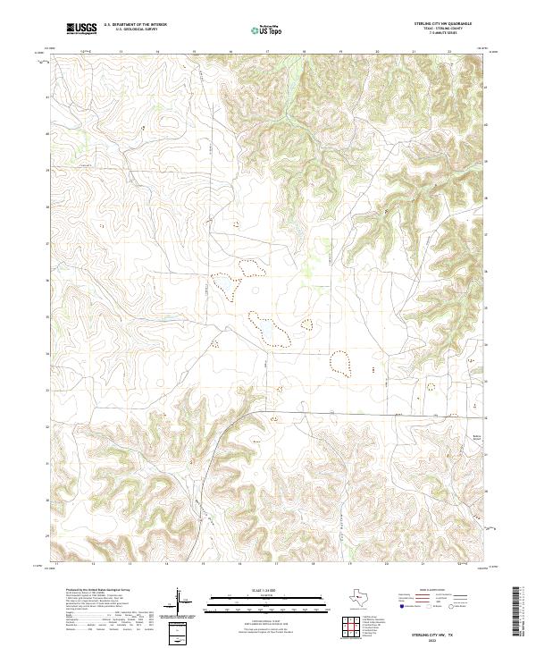 Sterling City NW, TX — USGS 7.5-minute topo (2022)