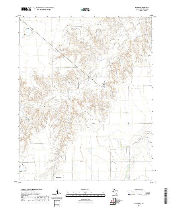 Hansford, TX — USGS 7.5-minute topo (2022)