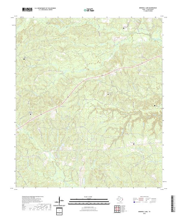 Birdwell Lake, TX — USGS 7.5-minute topo (2022)