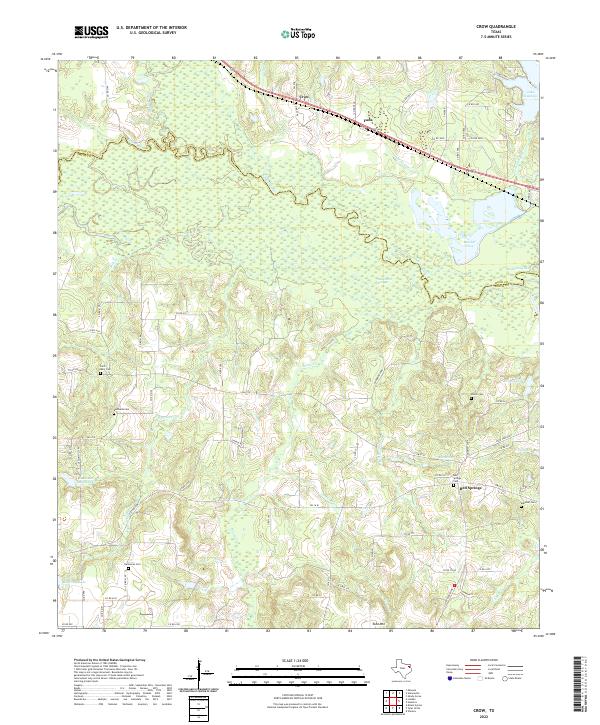 Crow, TX — USGS 7.5-minute topo (2022)
