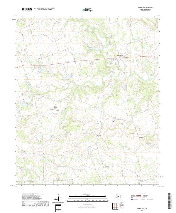 Center City, TX — USGS 7.5-minute topo (2022)
