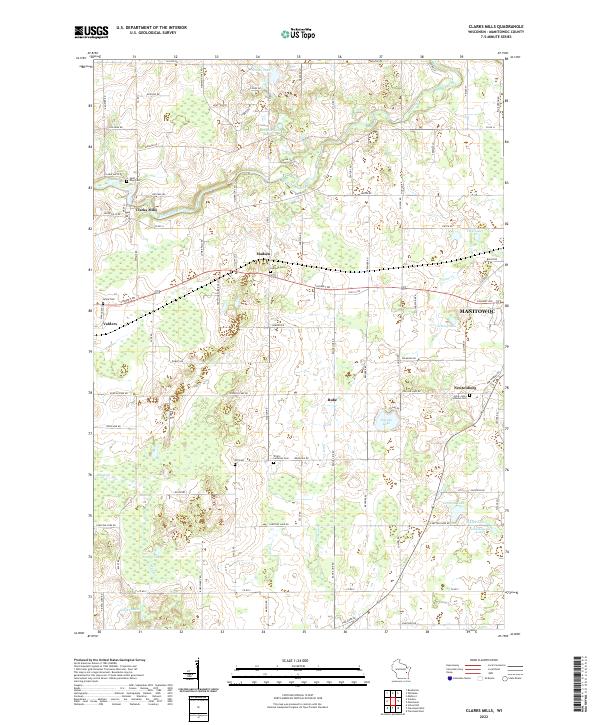 Clarks Mills, WI — USGS 7.5-minute topo (2022)