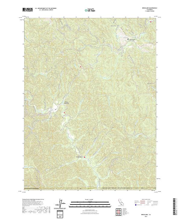 Briceland, CA — USGS 7.5-minute topo (2021)