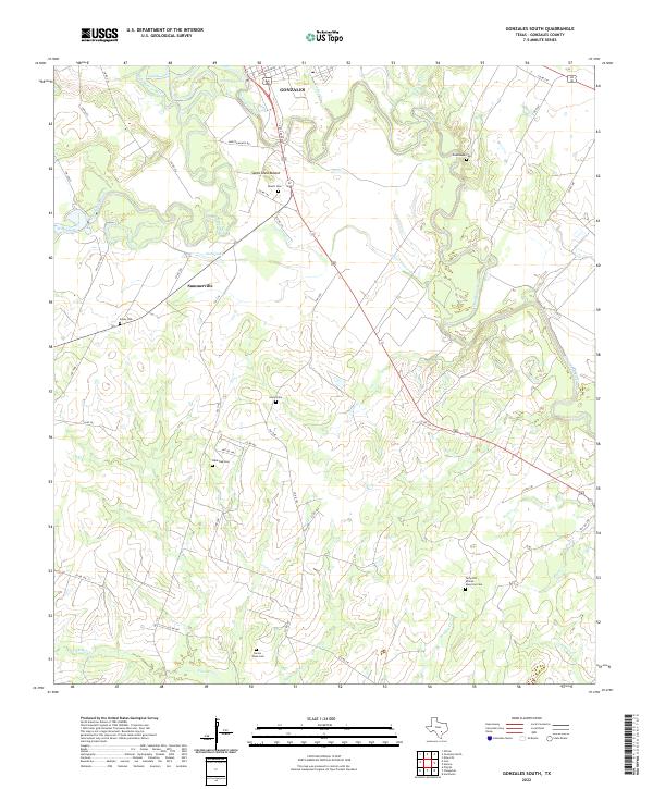 Gonzales South, TX — USGS 7.5-minute topo (2022)