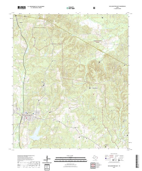 San Augustine East, TX — USGS 7.5-minute topo (2022)