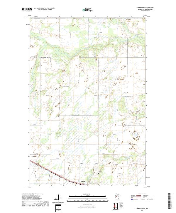 Aldrich North, MN — USGS 7.5-minute topo (2022)