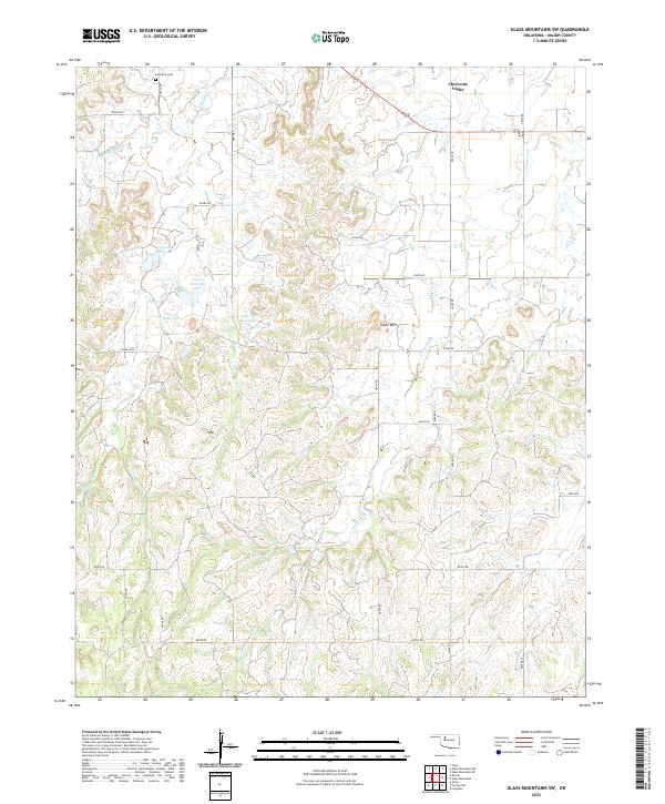 Glass Mountains SW, OK — USGS 7.5-minute topo (2022)