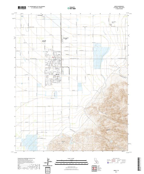 Arvin, CA — USGS 7.5-minute topo (2021)