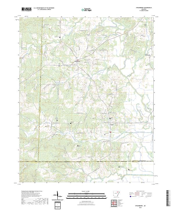 Strawberry, AR — USGS 7.5-minute topo (2024)