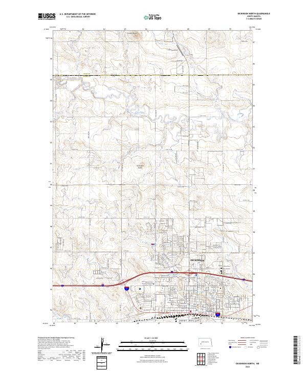 Dickinson North, ND — USGS 7.5-minute topo (2024)