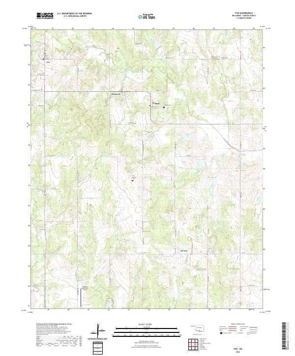 Fox, OK — USGS 7.5-minute topo (2022)