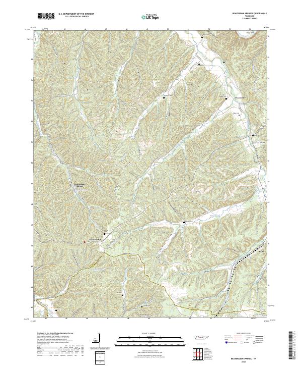 Beaverdam Springs, TN — USGS 7.5-minute topo (2022)