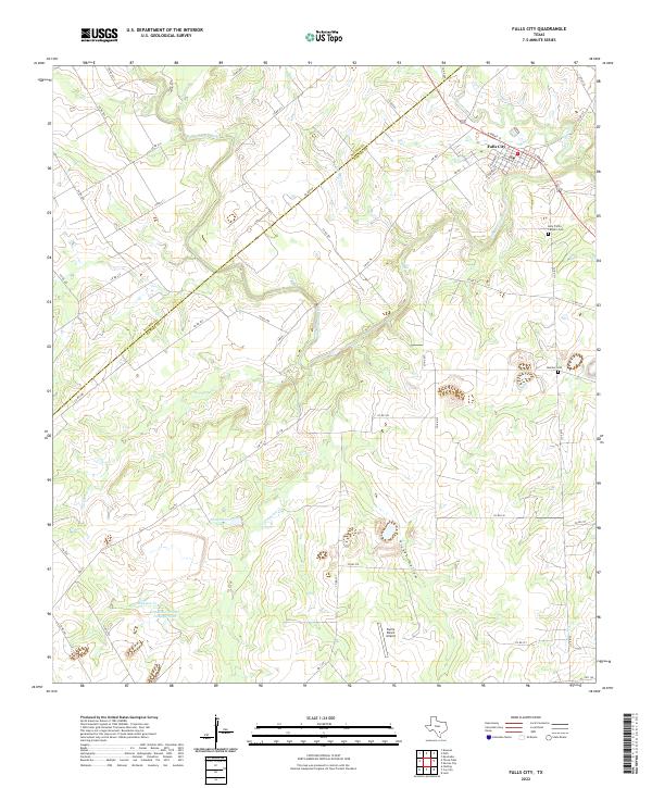 Falls City, TX — USGS 7.5-minute topo (2022)