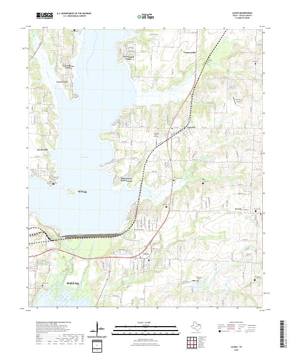Lavon, TX — USGS 7.5-minute topo (2022)