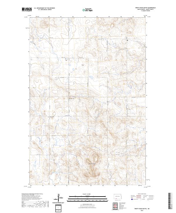 Pretty Rock Butte, ND — USGS 7.5-minute topo (2024)
