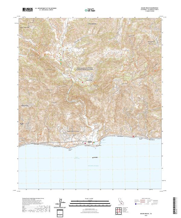 Malibu Beach, CA — USGS 7.5-minute topo (2022)