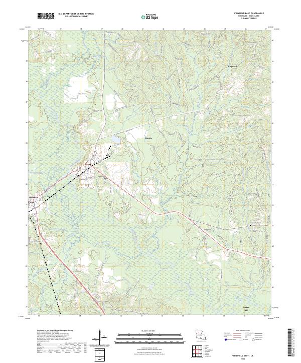 Winnfield East, LA — USGS 7.5-minute topo (2024)