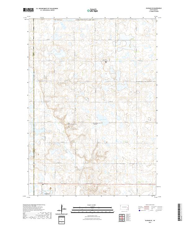 Oldham SE, SD — USGS 7.5-minute topo (2021)