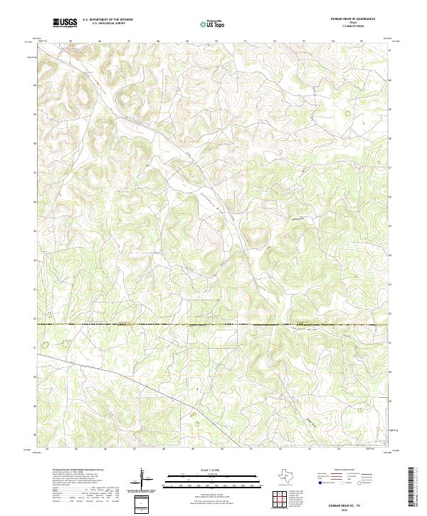Dunbar Draw SE, TX — USGS 7.5-minute topo (2022)