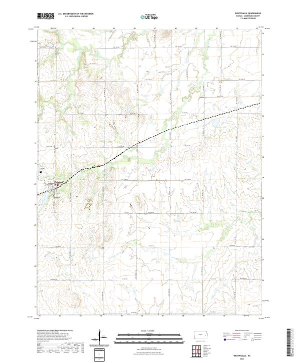 Westphalia, KS — USGS 7.5-minute topo (2022)
