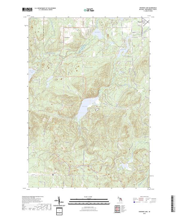 Crooked Lake, MI — USGS 7.5-minute topo (2023)
