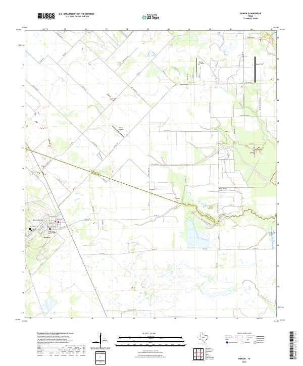 Damon, TX — USGS 7.5-minute topo (2022)