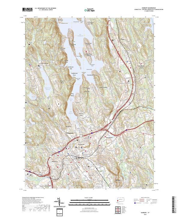 Danbury, CT — USGS 7.5-minute topo (2024)