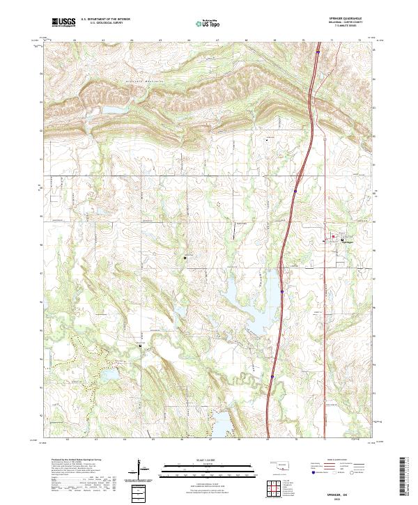 Springer, OK — USGS 7.5-minute topo (2022)