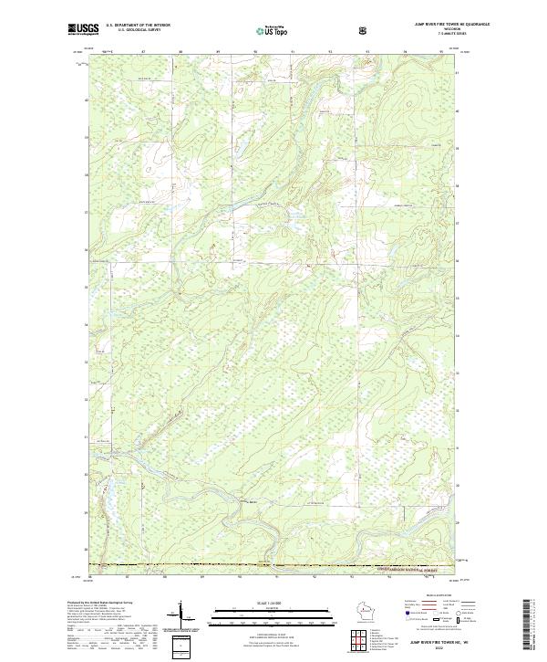 Jump River Fire Tower NE, WI — USGS 7.5-minute topo (2022)